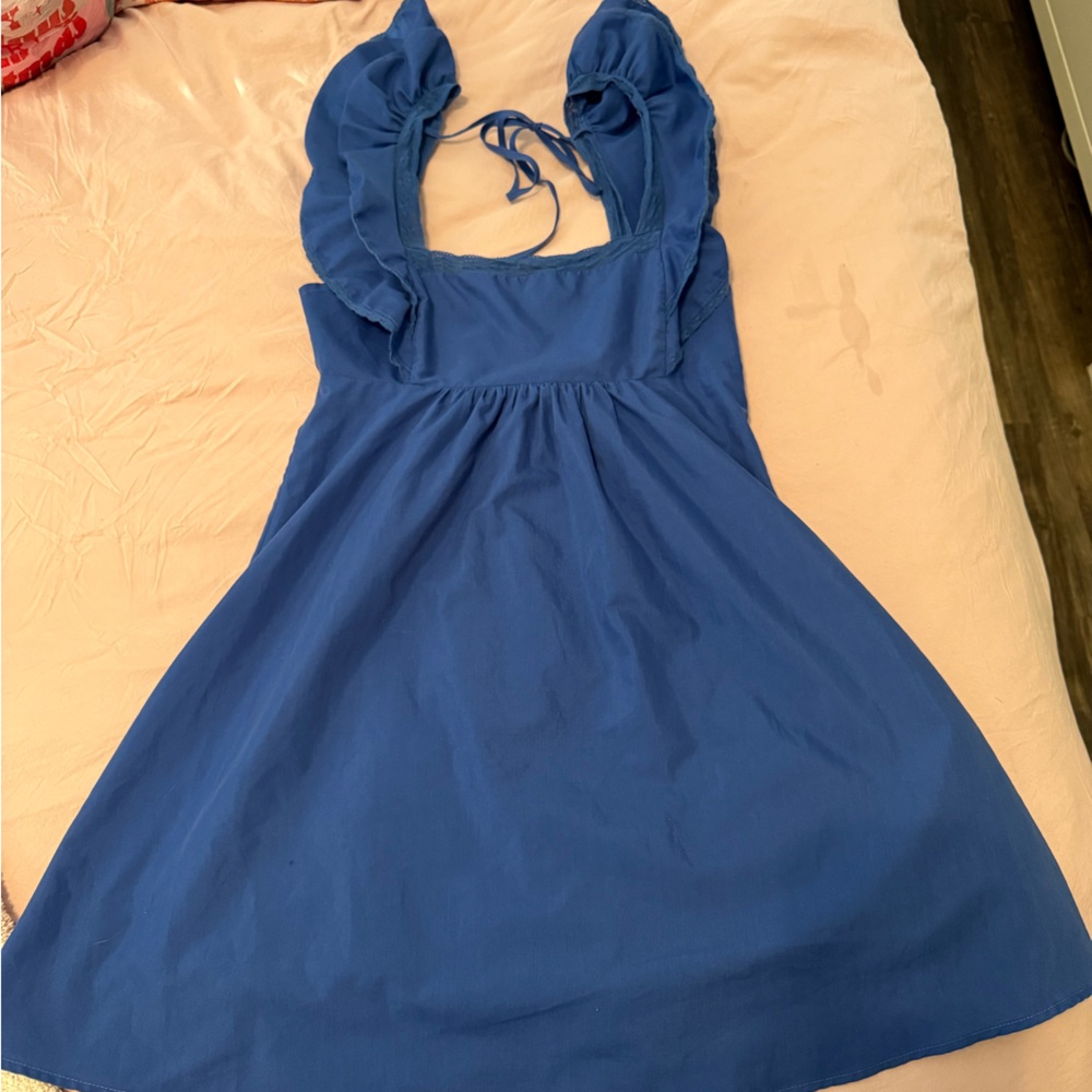 Lulu's Vibrant Blue Dress With Puff Sleeves